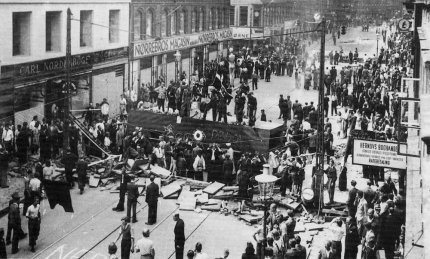 Barrikade på Nørrebrogade under Folkestrejken sommeren 1944